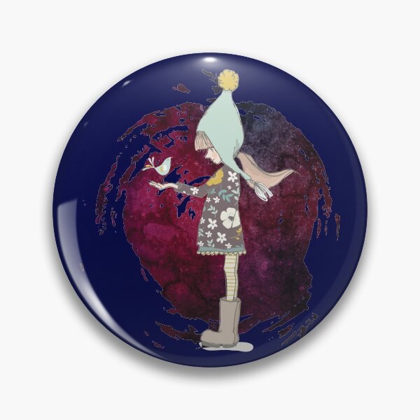 Item preview, A small lovely bird singing to a girl on a purple starry night designed and sold by ChatterFox.
