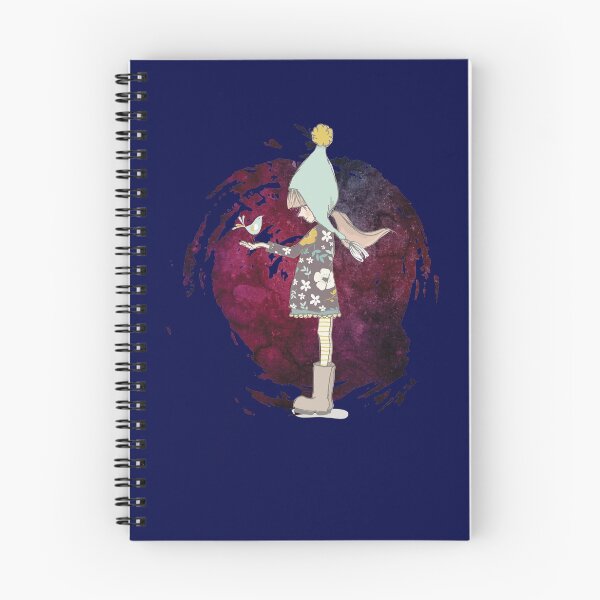 Item preview, A small lovely bird singing to a girl on a purple starry night designed and sold by ChatterFox.