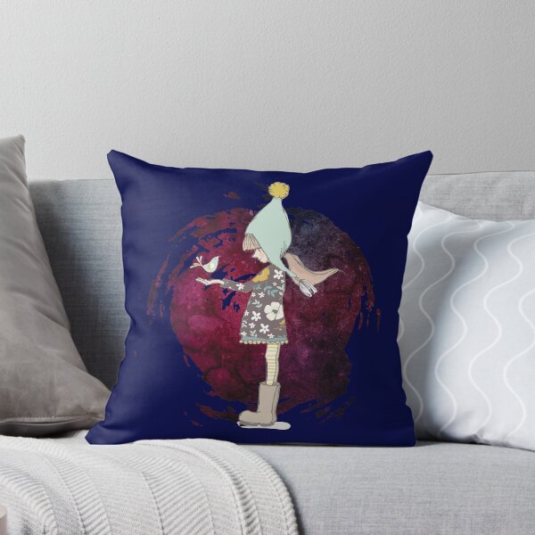 Item preview, A small lovely bird singing to a girl on a purple starry night designed and sold by ChatterFox.