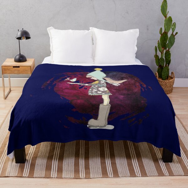 Item preview, A small lovely bird singing to a girl on a purple starry night designed and sold by ChatterFox.