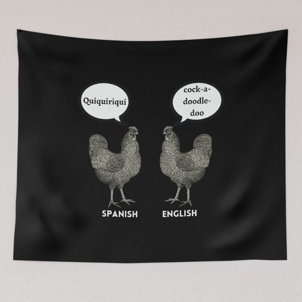 Item preview, Spanish speaking rooster, English speaking rooster designed and sold by Caracol-Spanish.