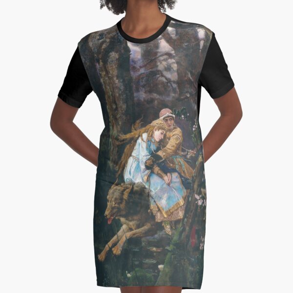 Ivan Tsarevich Riding the Grey Wolf Viktor Vasnetsov Graphic T-Shirt Dress