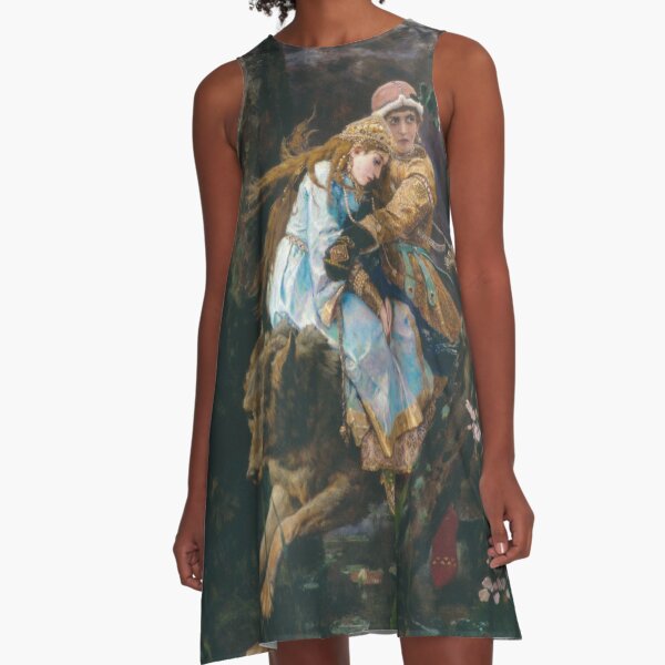 Ivan Tsarevich Riding the Grey Wolf Viktor Vasnetsov A-Line Dress