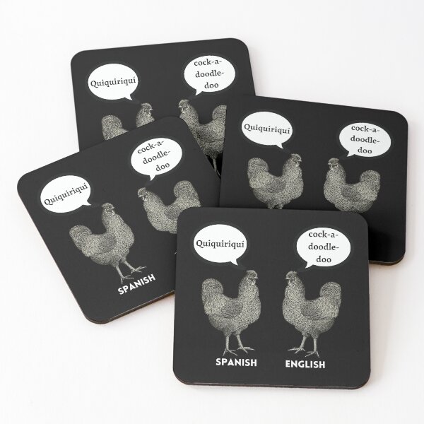 Item preview, Spanish speaking rooster, English speaking rooster designed and sold by Caracol-Spanish.
