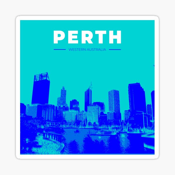 Item preview, Skyline, cityscape poster of Perth (blue) designed and sold by CMYKStudio.