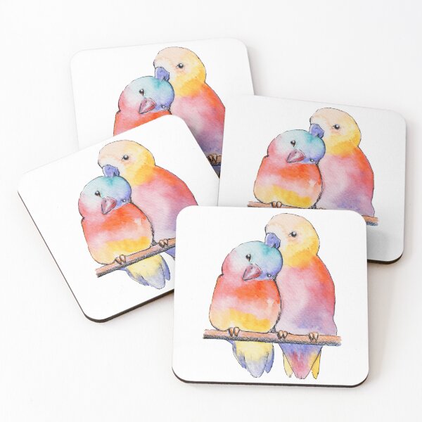 Item preview, Watercolor - Colorfull lovebirds  designed and sold by Karolien Kenis.