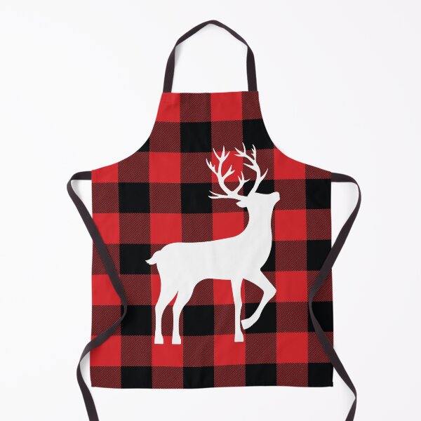 Item preview, White Deer with Antlers & Red and Black Buffalo Plaid designed and sold by thelustrous.