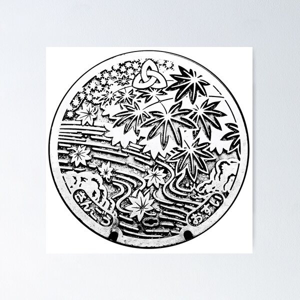 Item preview, Manhole cover Autumn in Japan designed and sold by mattraski.