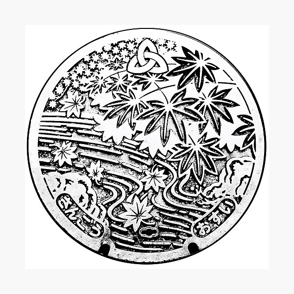 Item preview, Manhole cover Autumn in Japan designed and sold by mattraski.