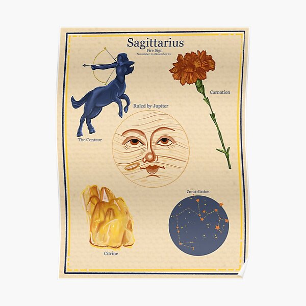 Zodiac Astrology Vintage Style Poster- Sagittarius Poster