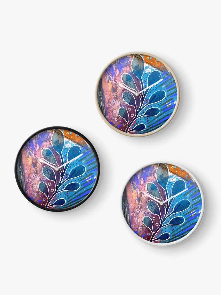 Thumbnail 3 of 4, Clock, Botanical Abstract designed and sold by Lindsey Dawn Design.