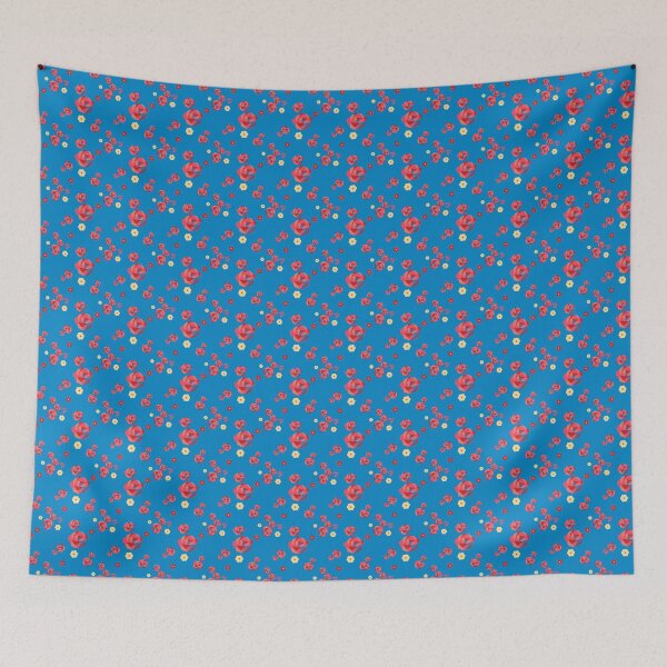 Item preview, Beautiful blue With Red Flowers designed and sold by Silky Diamond.