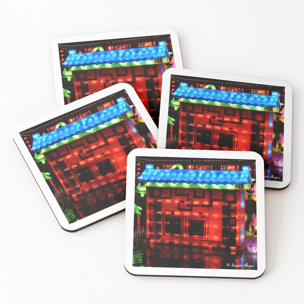 Buddhaful Red Lantern Coasters (Set of 4)