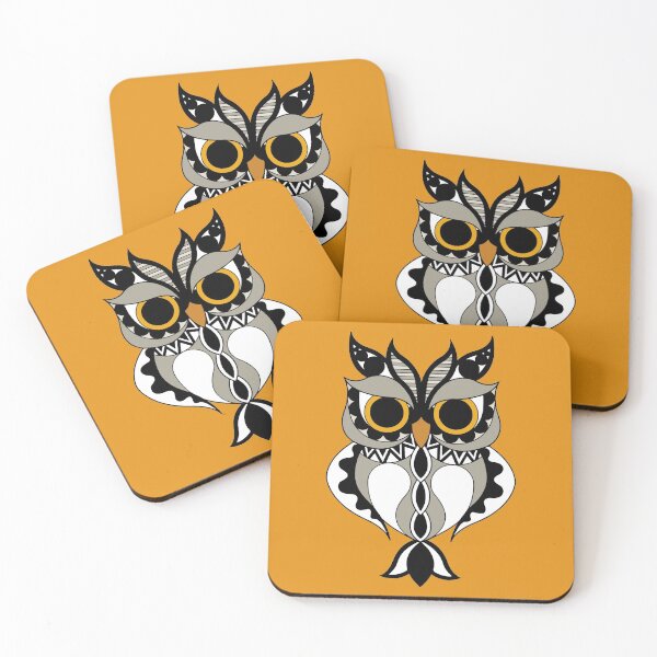 Item preview, Black and White Abstract Owl with Orange background  designed and sold by Jennykies.
