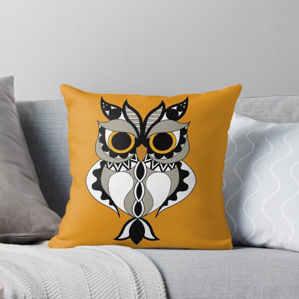 Item preview, Black and White Abstract Owl with Orange background  designed and sold by Jennykies.