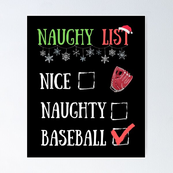 Item preview, NIce Naughty Basebal Christmas Pajama designed and sold by Sutra-Lotus-Co.