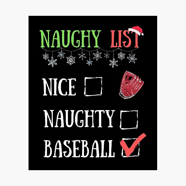 Item preview, NIce Naughty Basebal Christmas Pajama designed and sold by Sutra-Lotus-Co.