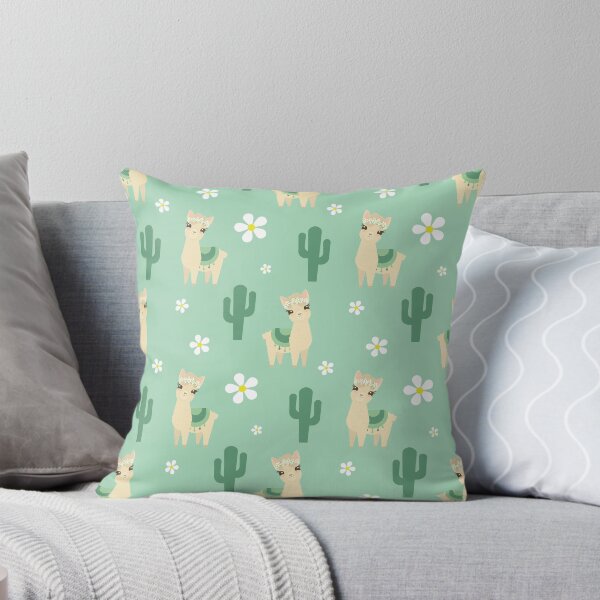 Item preview, Alpaca Daisy Cactus Pattern - Green designed and sold by drxgonfly.