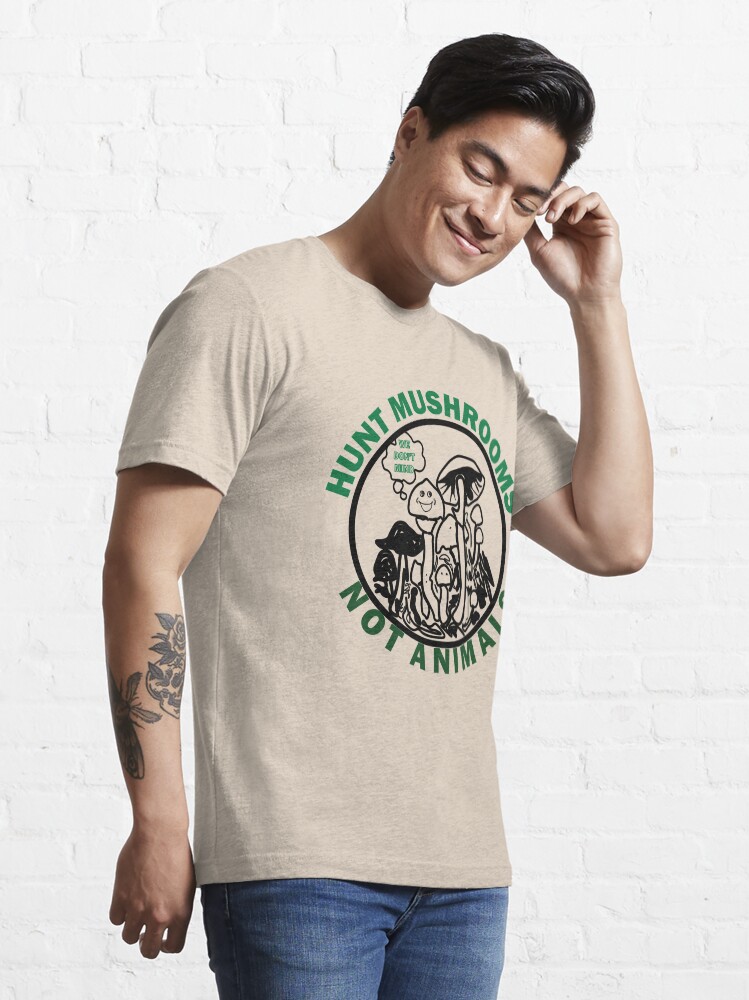 Alternate view of Hunt Mushrooms Not Animals, t-shirt wearing by Pete Davidson Essential T-Shirt