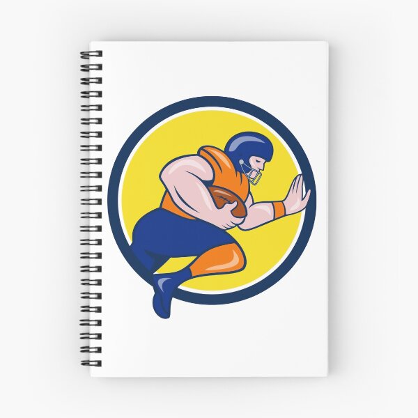 Item preview, American Football Running Back Charging Circle Cartoon designed and sold by patrimonio.