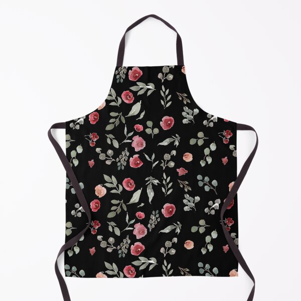 Item preview, Red and peach watercolour roses pattern on black designed and sold by StickinTogether.