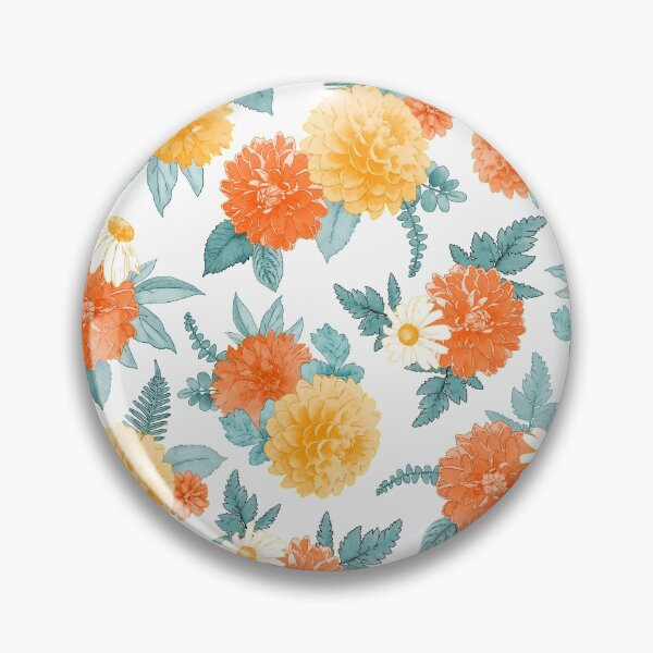 Item preview, Dahlia & Daisy Floral Pattern | Watercolor, Orange, Yellow designed and sold by KearonAlexandra.