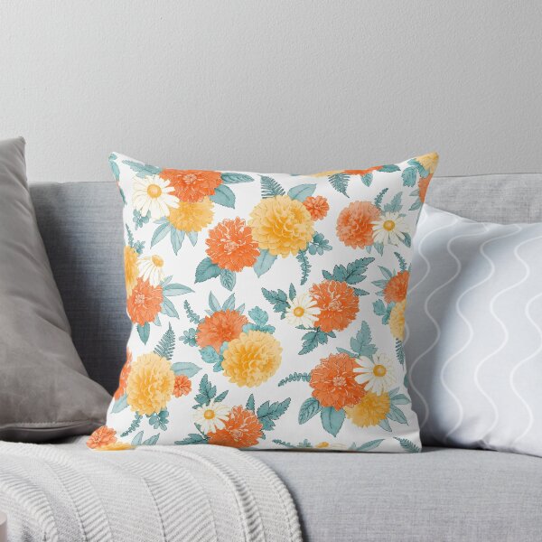 Artikelvorschau, Dahlia & Daisy Blumenmuster | Aquarell, Orange, Gelb entworfen und verkauft von KearonAlexandra.
