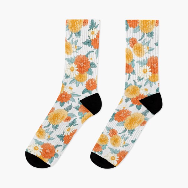 Item preview, Dahlia & Daisy Floral Pattern | Watercolor, Orange, Yellow designed and sold by KearonAlexandra.