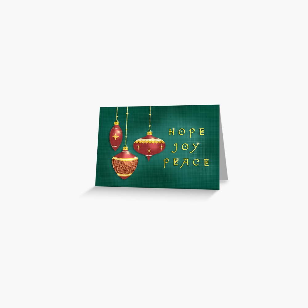 Hope Peace Joy Vintage Christmas Ornaments Greeting Card