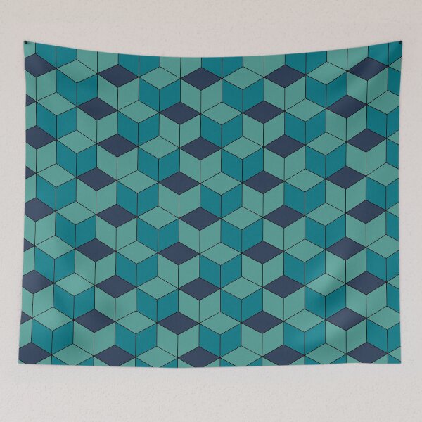 Item preview, Blue Kikko Traditional Japanese Pattern designed and sold by Heedee Design.