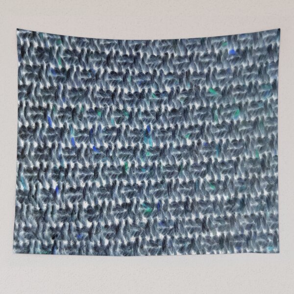 Aperçu de l'œuvre Trompe L'oeil - Textile tricoté bleu et blanc créée et vendue par AlteredAtelier.