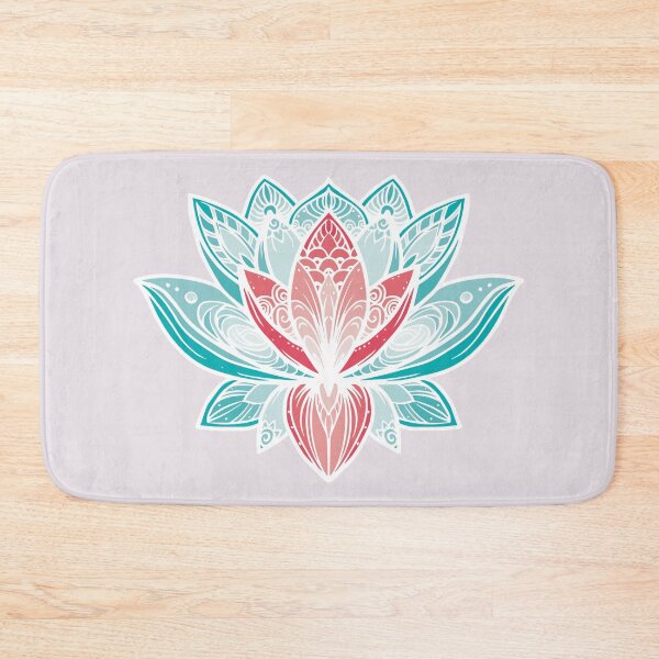 Item preview, Lotus  Flower Mandala in Teal and Coral Red designed and sold by squishyrainbow.