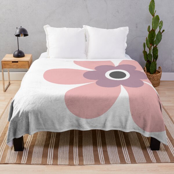 Item preview, Cute retro 70s simple flower power block colour groovy graphic, in blush pink and mauve purple on white. designed and sold by Caroline Laursen.