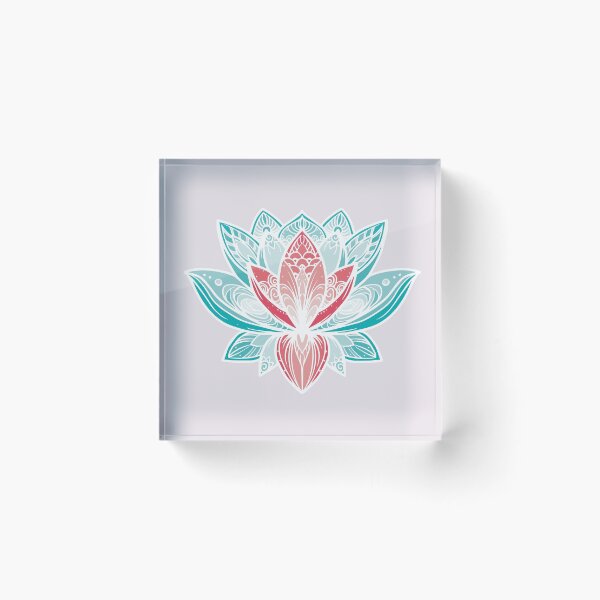 Item preview, Lotus  Flower Mandala in Teal and Coral Red designed and sold by squishyrainbow.