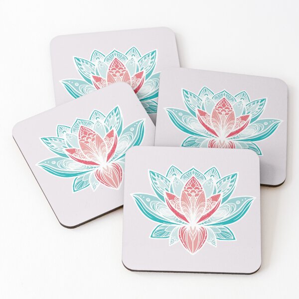 Item preview, Lotus  Flower Mandala in Teal and Coral Red designed and sold by squishyrainbow.