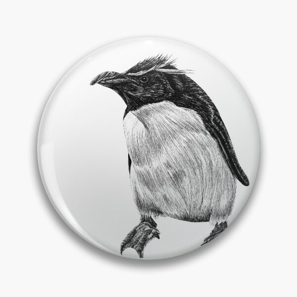 Item preview, Rockhopper penguin - black and white animal illustration bird designed and sold by LorenDowding.