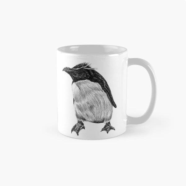 Item preview, Rockhopper penguin - black and white animal illustration bird designed and sold by LorenDowding.