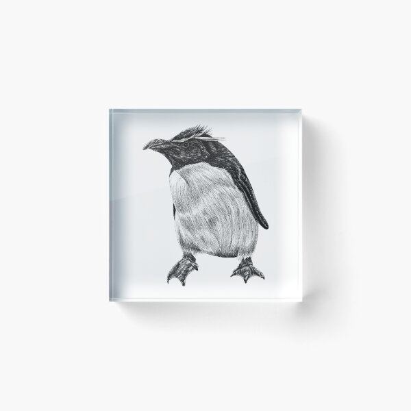 Item preview, Rockhopper penguin - black and white animal illustration bird designed and sold by LorenDowding.