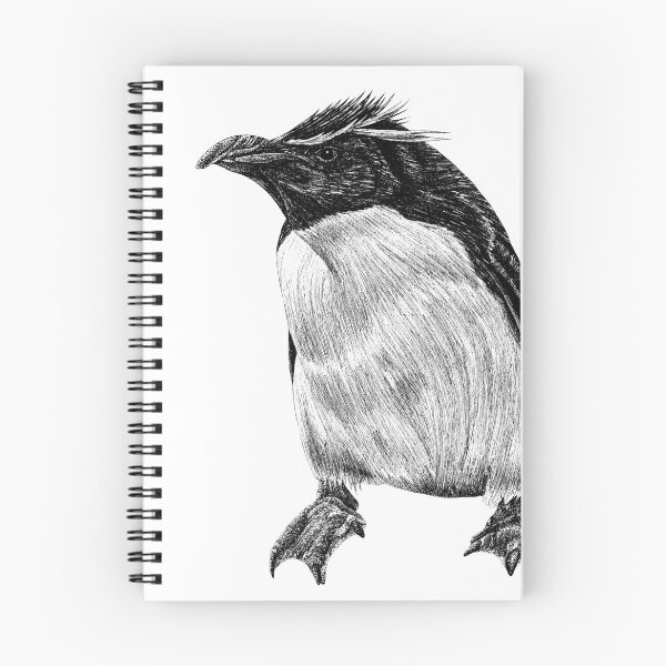Item preview, Rockhopper penguin - black and white animal illustration bird designed and sold by LorenDowding.