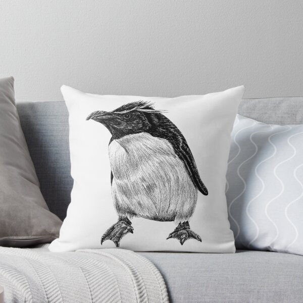 Item preview, Rockhopper penguin - black and white animal illustration bird designed and sold by LorenDowding.
