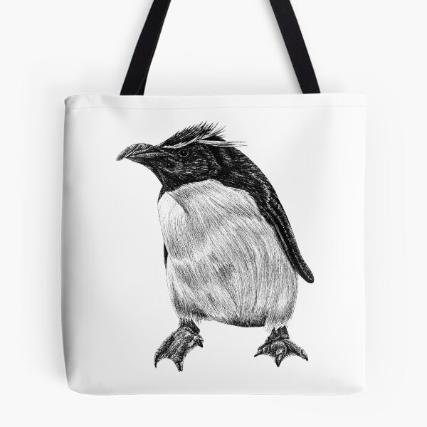 Item preview, Rockhopper penguin - black and white animal illustration bird designed and sold by LorenDowding.