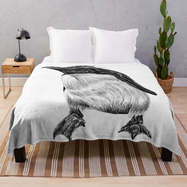 Item preview, Rockhopper penguin - black and white animal illustration bird designed and sold by LorenDowding.