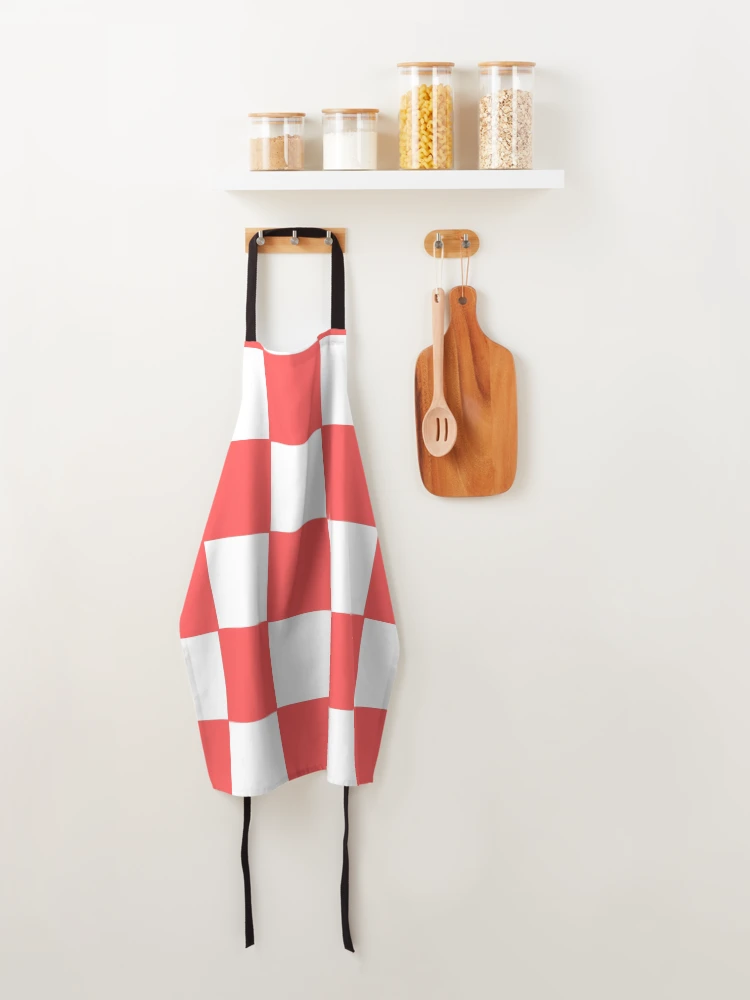 Thumbnail 4 of 6, Apron, Coral Red Check Pattern designed and sold by ModkMerch.
