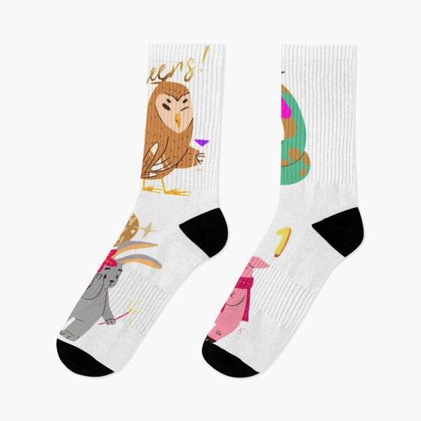Item preview, Happy New Year party animals pun designed and sold by ChezNoz.