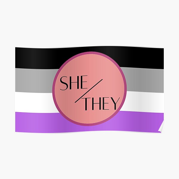 Shethey Pronouns With Ace Flag Poster For Sale By Mysticteakettle Redbubble 6797