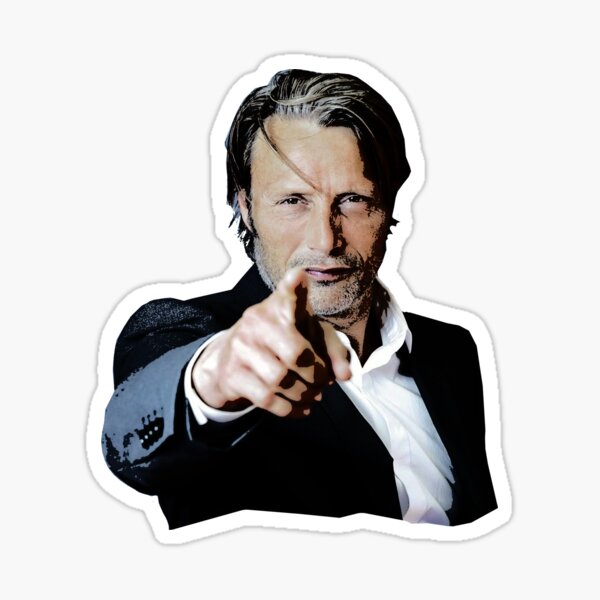 Danish actor Mads Mikkelsen pointing at you Sticker