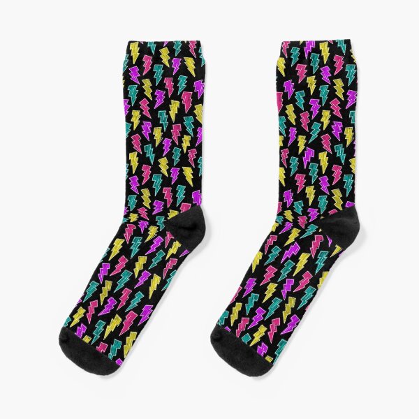 Neon Lightning Bolts Socks