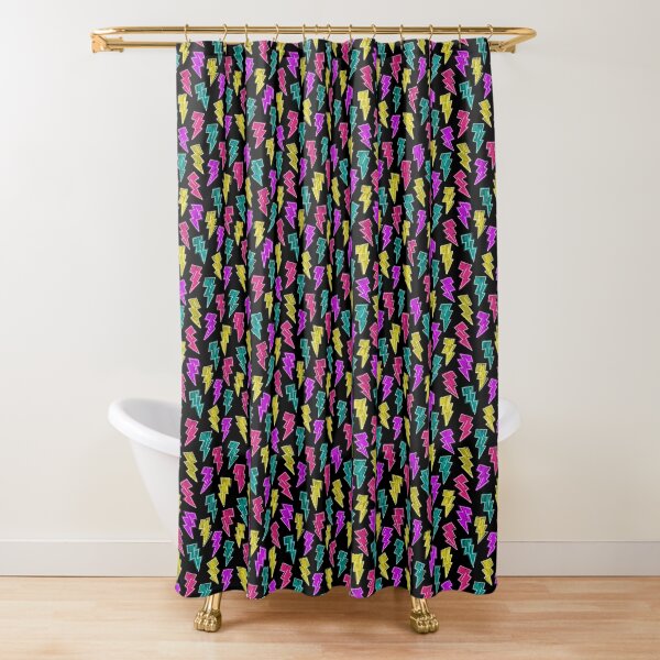 Neon Lightning Bolts Shower Curtain
