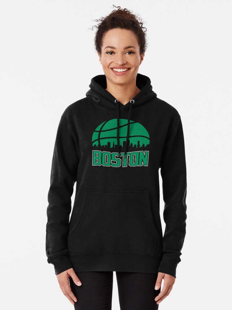 Retro Celtics Basketball Boston City Skyline Pullover Hoodie for