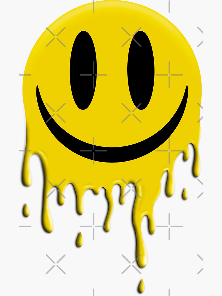 "Paint Drip Yellow Smiley" Sticker for Sale by GWizCreationz Redbubble